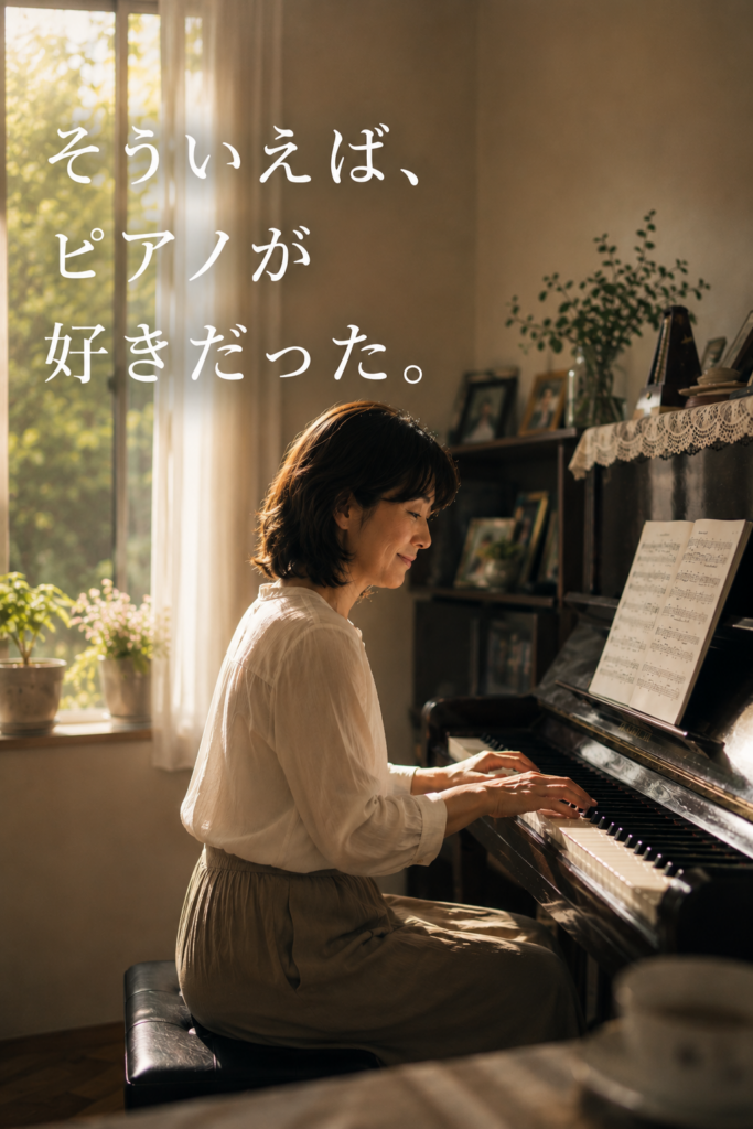 大人初心者にもおすすめのピアノ教室で、好きだった曲を楽しみながら演奏するレッスン風景。基礎から自分のペースで学べるミオンミュージックスクールのピアノレッスンです。